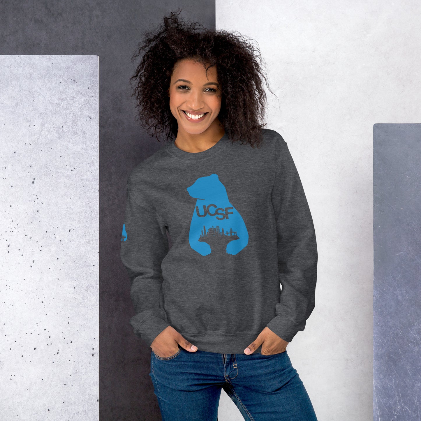 Unisex Sweatshirt City Silhouette Process Blue Logo