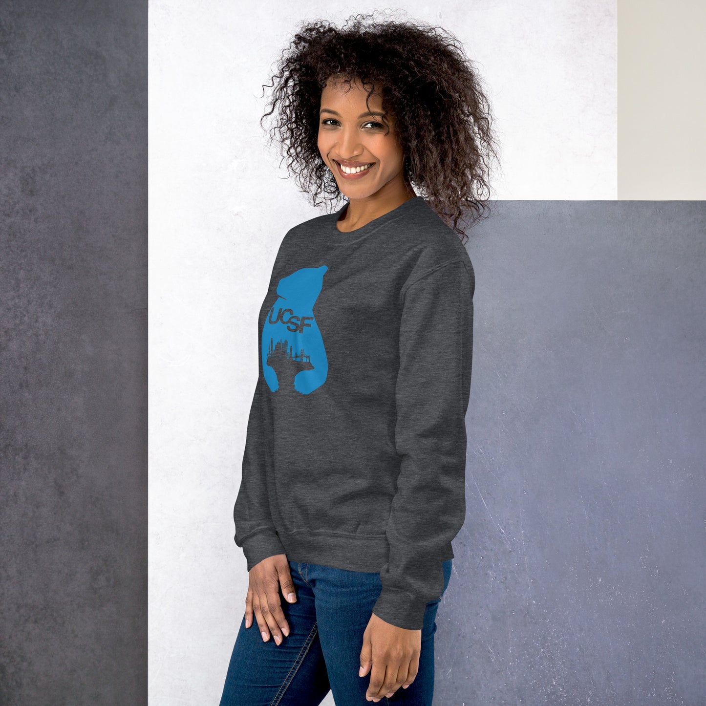 Unisex Sweatshirt City Silhouette Process Blue Logo