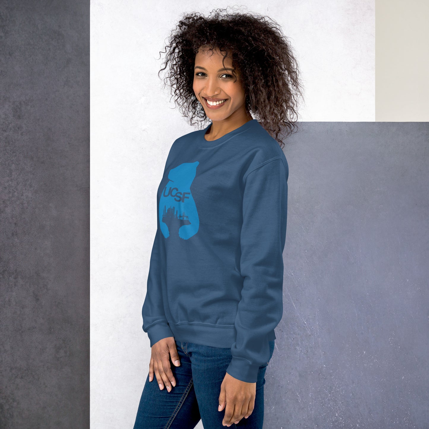 Unisex Sweatshirt City Silhouette Process Blue Logo