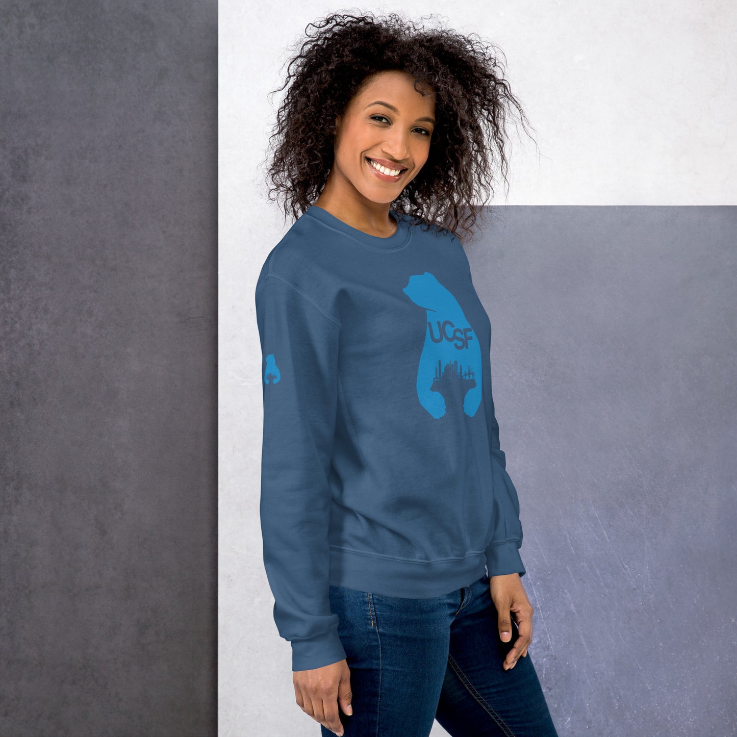 Unisex Sweatshirt City Silhouette Process Blue Logo