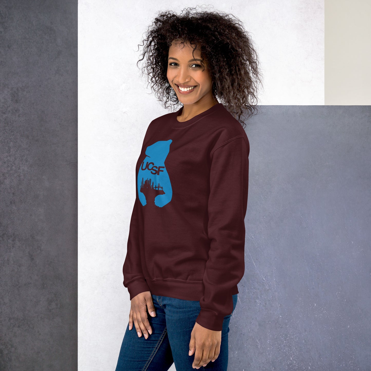 Unisex Sweatshirt City Silhouette Process Blue Logo