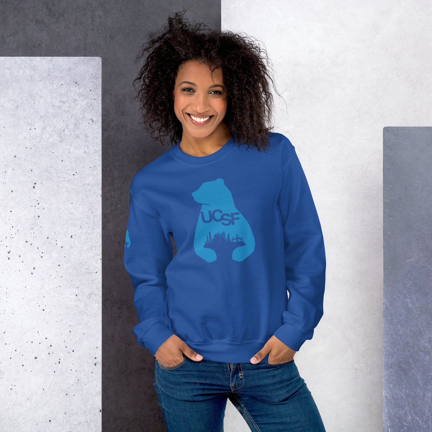 Unisex Sweatshirt City Silhouette Process Blue Logo