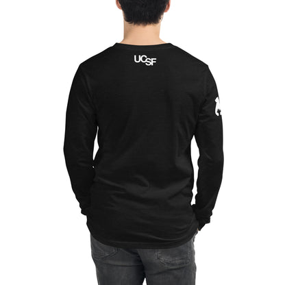 Unisex Long Sleeve Tee City Silhouette White Logo