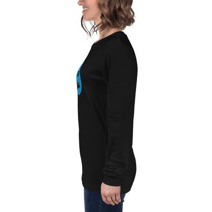 Unisex Long Sleeve Tee City Silhouette Process Blue Logo