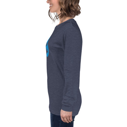 Unisex Long Sleeve Tee City Silhouette Process Blue Logo