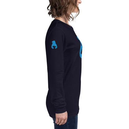 Unisex Long Sleeve Tee City Silhouette Process Blue Logo