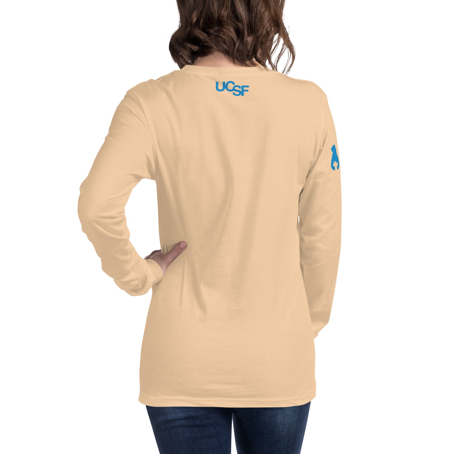 Unisex Long Sleeve Tee City Silhouette Process Blue Logo