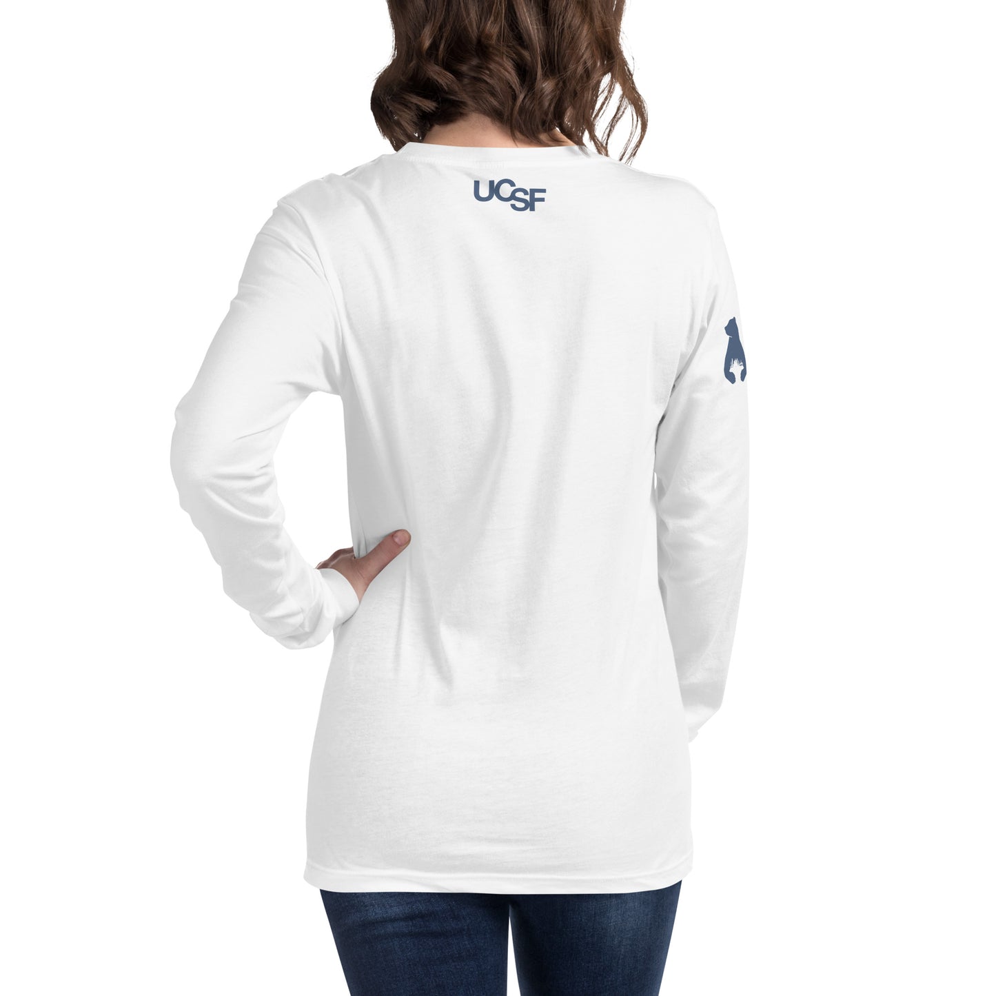 Unisex Long Sleeve Tee City Silhouette Blue Gray Logo