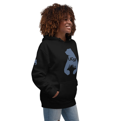 Unisex Hoodie City Silhouette Blue Gray Logo