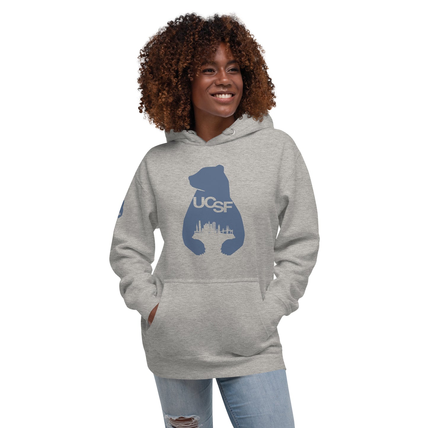 Unisex Hoodie City Silhouette Blue Gray Logo