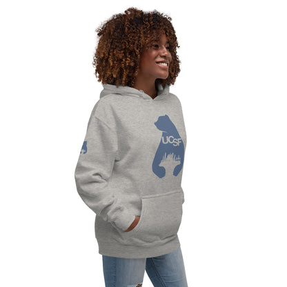 Unisex Hoodie City Silhouette Blue Gray Logo