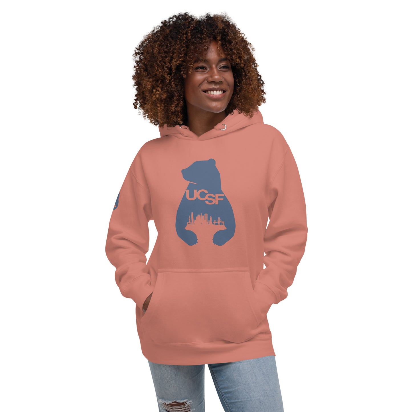 Unisex Hoodie City Silhouette Blue Gray Logo