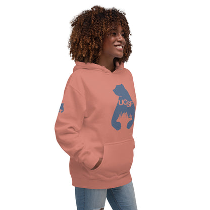 Unisex Hoodie City Silhouette Blue Gray Logo