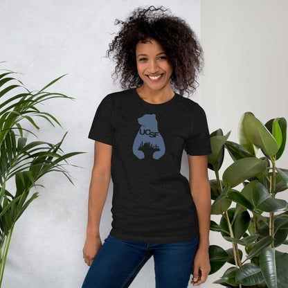 Unisex t-shirt City Silhouette Blue Gray Logo