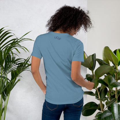 Unisex t-shirt City Silhouette Blue Gray Logo