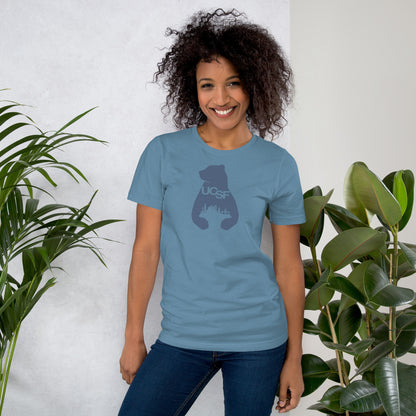 Unisex t-shirt City Silhouette Blue Gray Logo